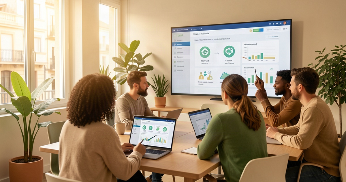 Marketing Ético con IA para Pymes 2026 - Equipo revisando dashboard de ética digital