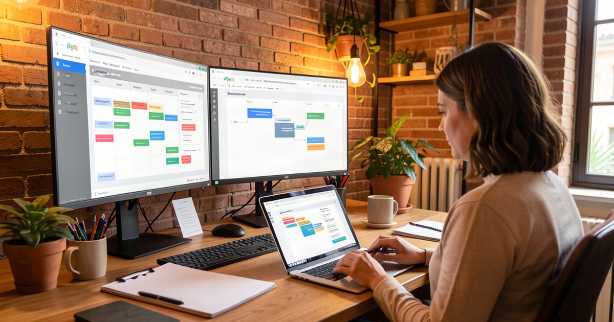 Content Repurposing con IA para Pymes: Estrategia de reutilización de contenido en oficina moderna