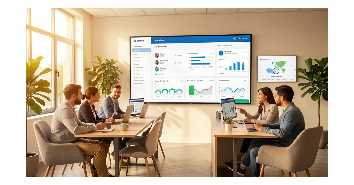 Employer branding con IA en oficina moderna - Clientelia