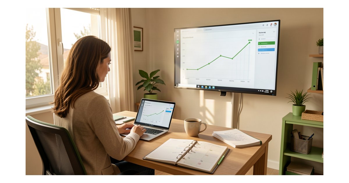 Contenido Evergreen con IA para Pymes - Guía 2026 - Oficina pyme con analítica web