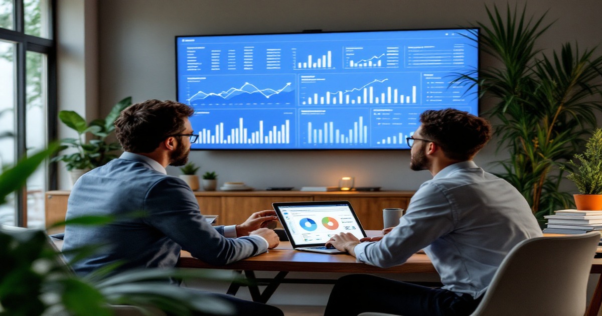 Marketing Inmobiliario con IA para Pymes - Agencia inmobiliaria moderna con analítica digital